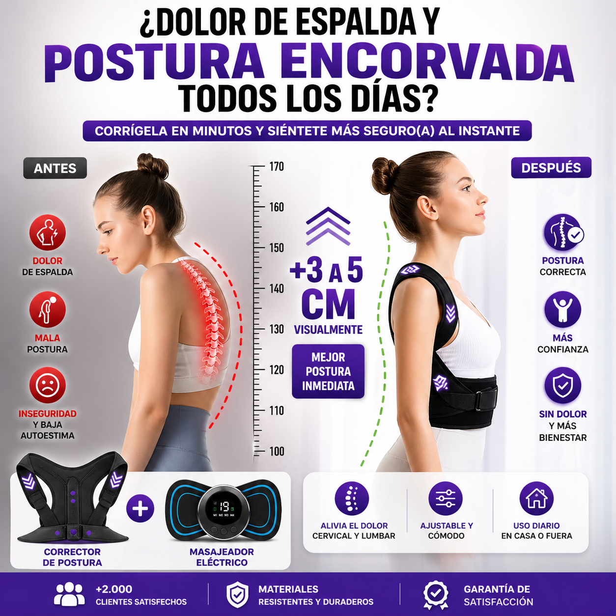 Compra hoy tu Corrector de Postura y llévate un Masajeador GRATIS 🎁