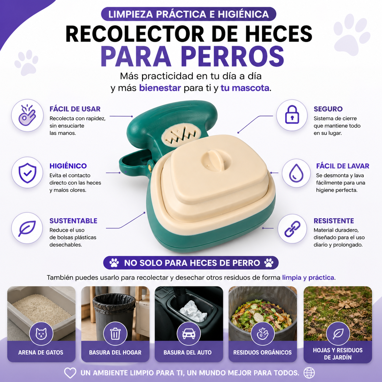 COMPRA HOY TU RECOLECTOR DE CACAS DE MASCOTAS Y RECIBE UN ROLLO DE BOLSAS GRATIS 🐶🎁