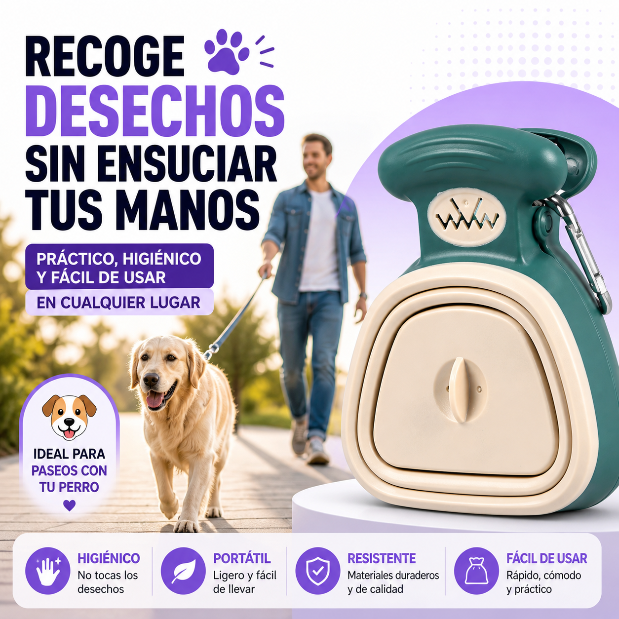 COMPRA HOY TU RECOLECTOR DE CACAS DE MASCOTAS Y RECIBE UN ROLLO DE BOLSAS GRATIS 🐶🎁